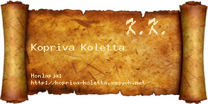 Kopriva Koletta névjegykártya
